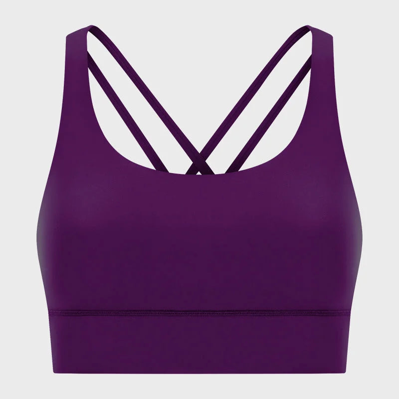 Crossback Sports Bra Matte Texture Wireless Support