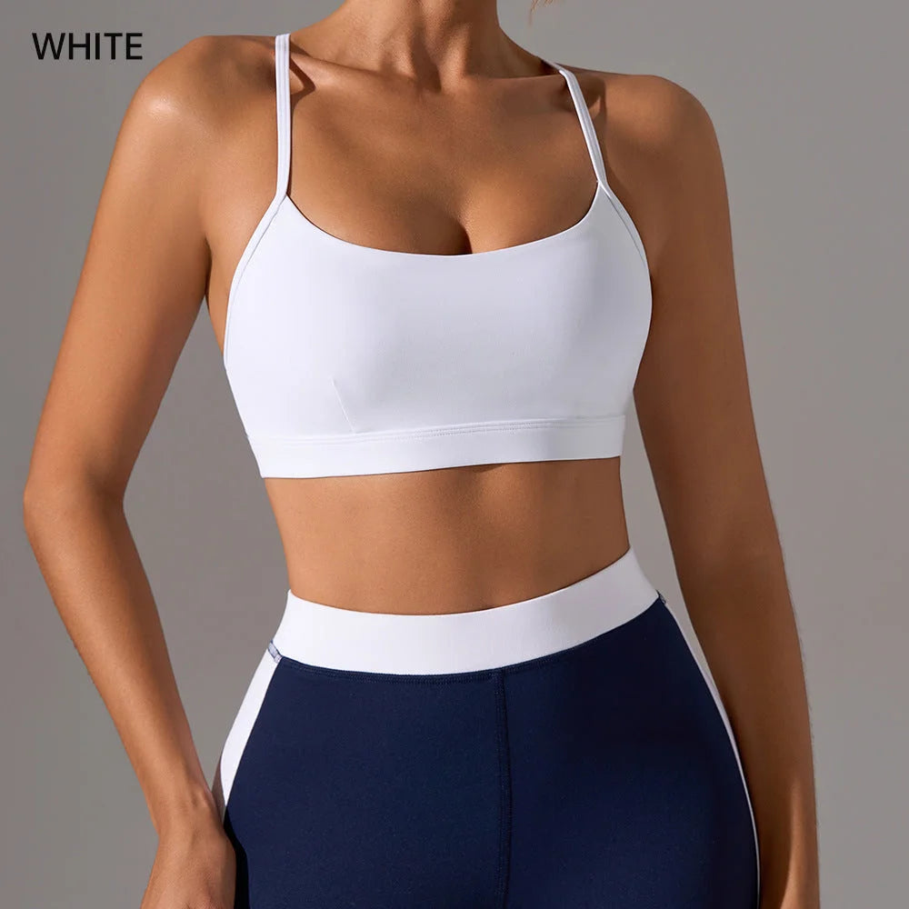 Cross-Back Yoga Bra Adjustable Straps Naked Feel Fitness Bra