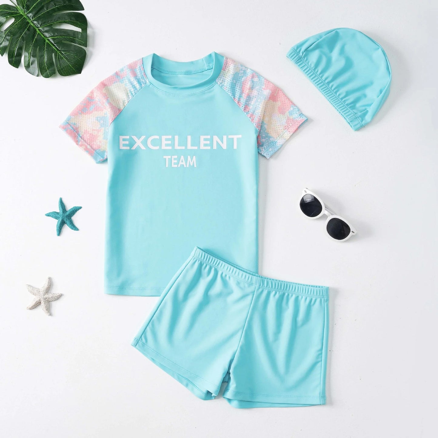 Boys Quick-Dry Rash Guard Swimwear with Sun Protection