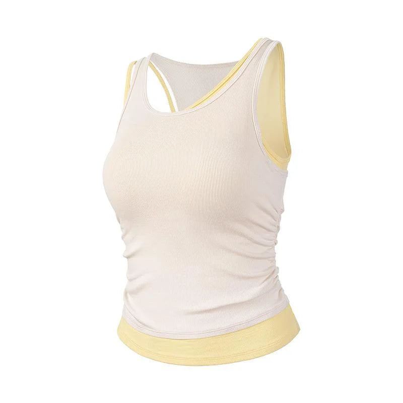 Asymmetric Layered Outdoor Sports Vest High Elasticity Yoga Tank