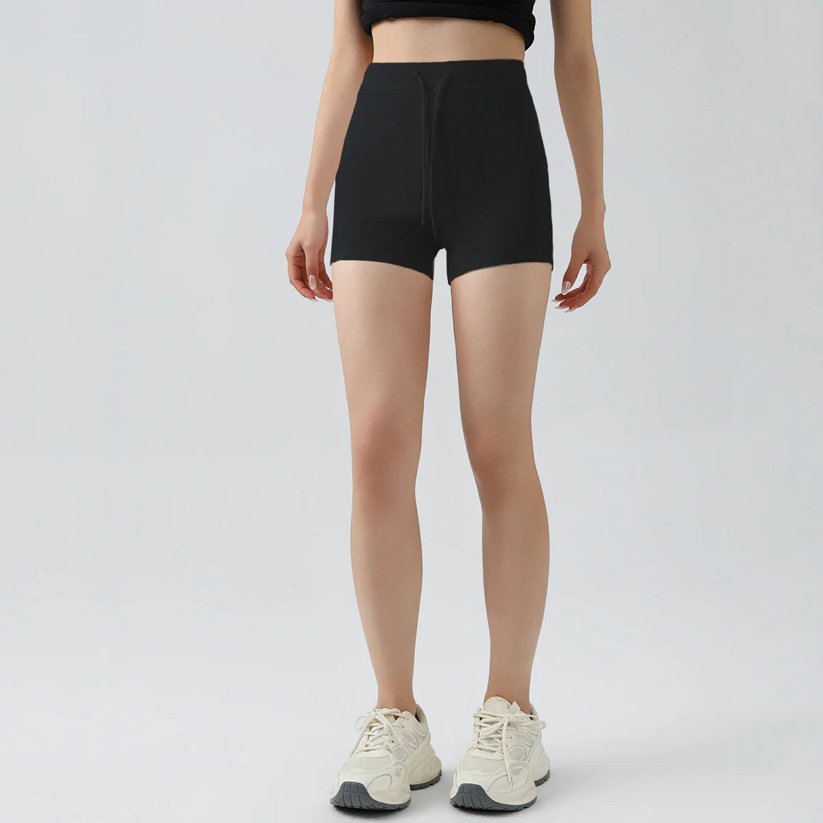 High-Waisted A-Line Drawstring Shorts