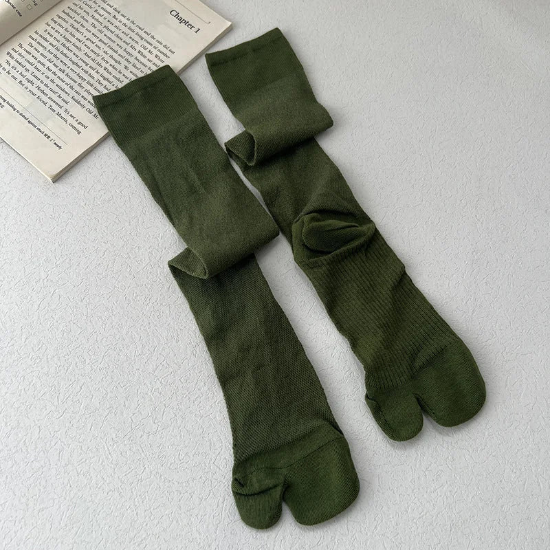 Tabi Split Toe Socks Women - Sheer Mesh Calf High Summer Socks