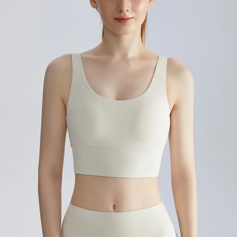 U-Back Fixed Cup Sports Bra - Seamless Support for Running Yoga & Fitness