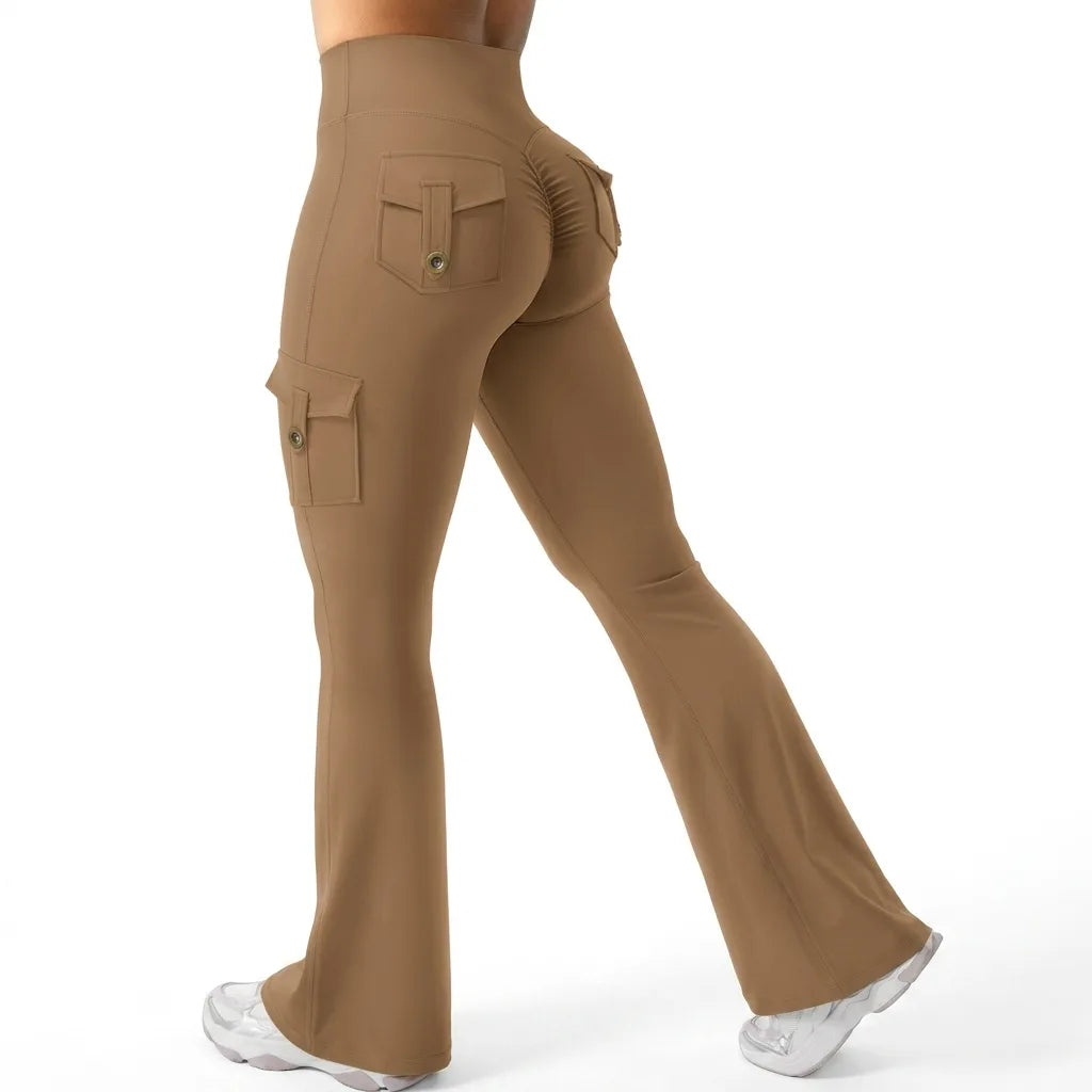 High-Waist Cargo Flare Yoga Pants Multi-Pocket Lift