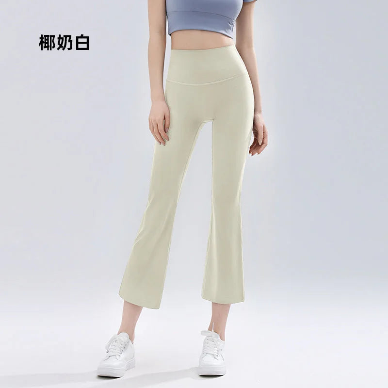 High Waisted Flared Yoga Pants Women - Cropped Micro Flare Fitness Leggings
