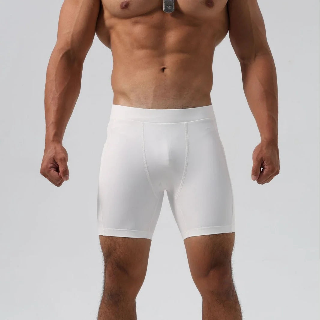 Men's Ultra-Stretch Compression Shorts with Pockets - Charcoal Grey, Black, White