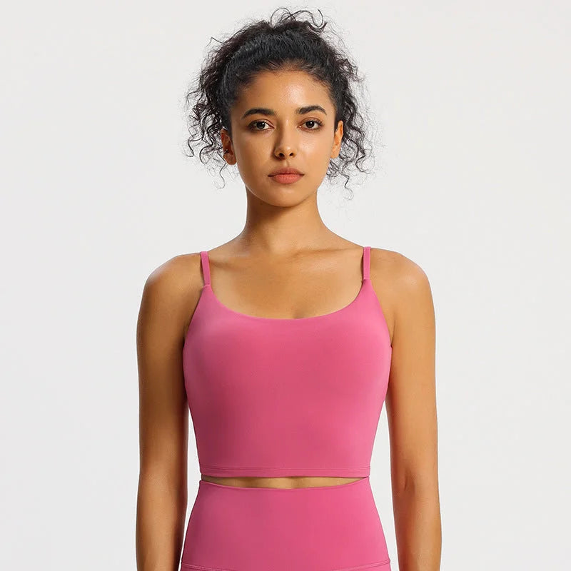 Nude Feel Yoga Camisole Top Padded Strappy Back Cami