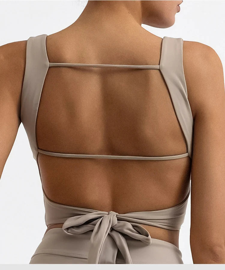 Matte Black Criss-Cross Strappy Yoga Cami Top