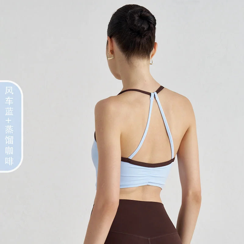 US美式挂脖运动文胸 低强度中强度高强度背心 夏季欧美美背健身文胸