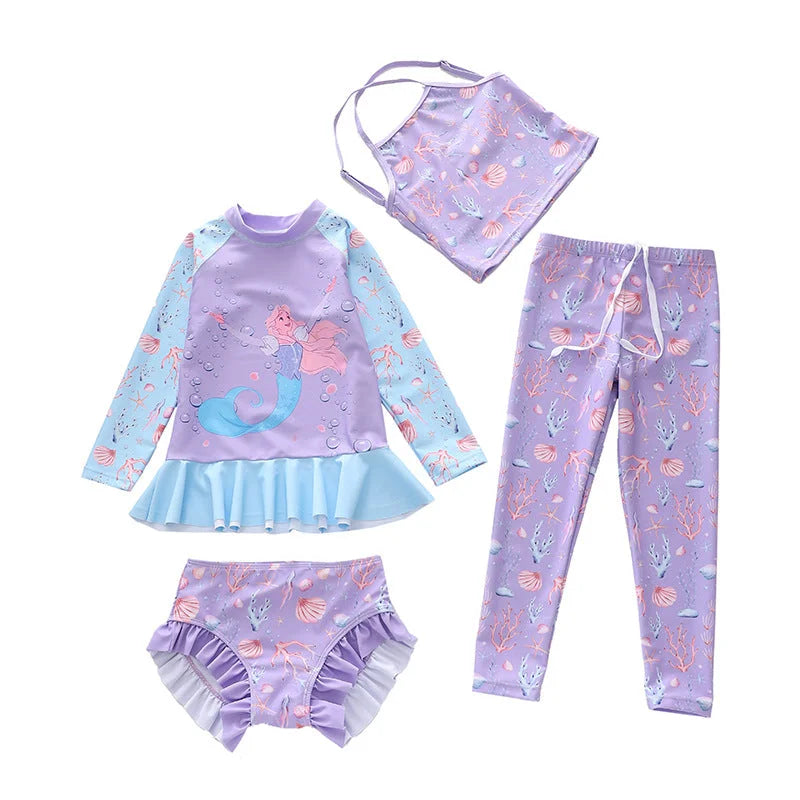 Childrens long sleeve long pants two piece swimming outfit with CPC certification