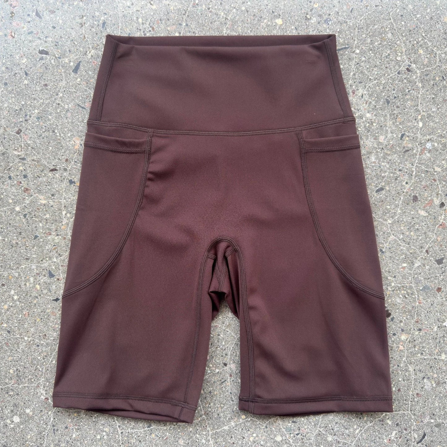High-waisted double-face brushed fabric yoga shorts
