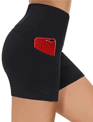 High-Waist Butt-Lifting Fitness Shorts with Side Pockets