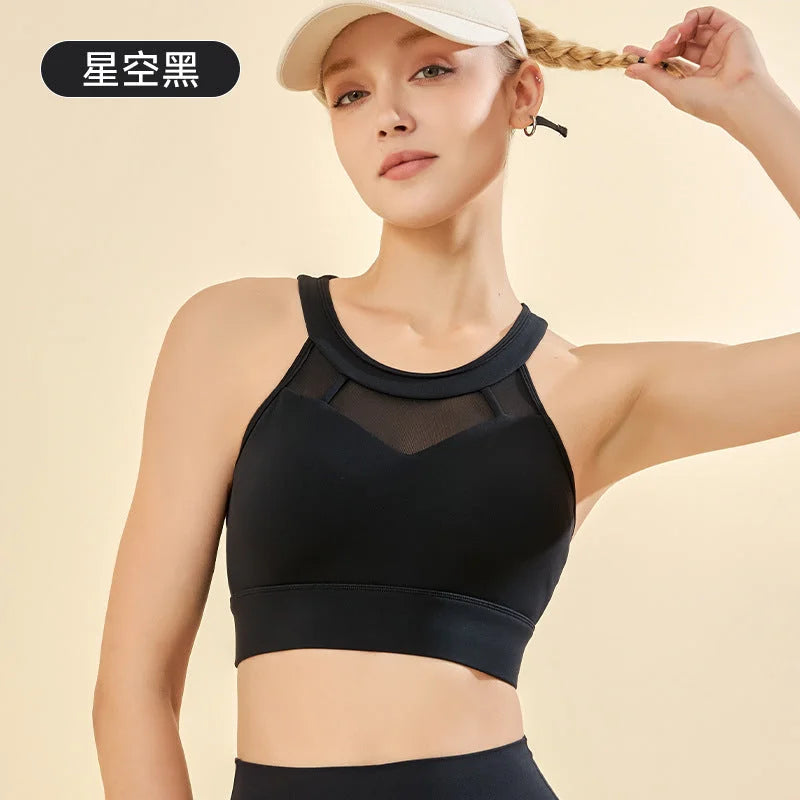 High Support One-Piece Fixed Cup Sports Bra - Breathable Running Fitness Vest