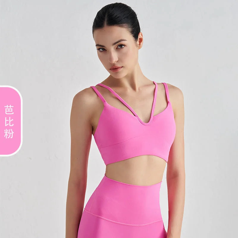 V-neck Strappy Yoga Camisole with Padded Support & Fine Shoulder Straps