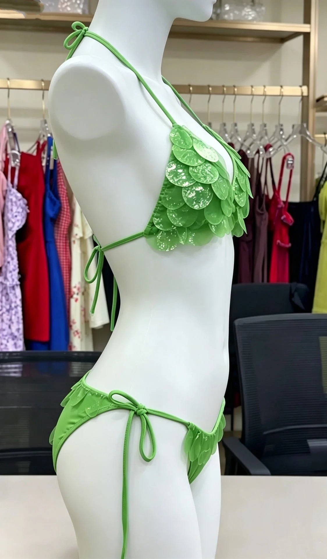 Floral Lace Bikini with Ties, 3-Piece Set