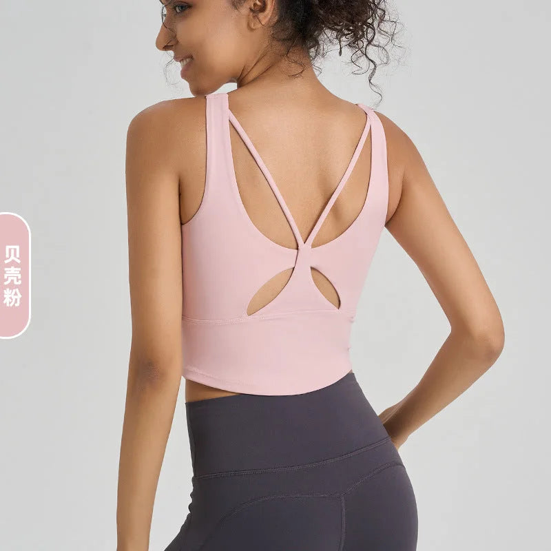 Breathable High-Elastic Yoga Camisole Fixed Cup Sports Bra