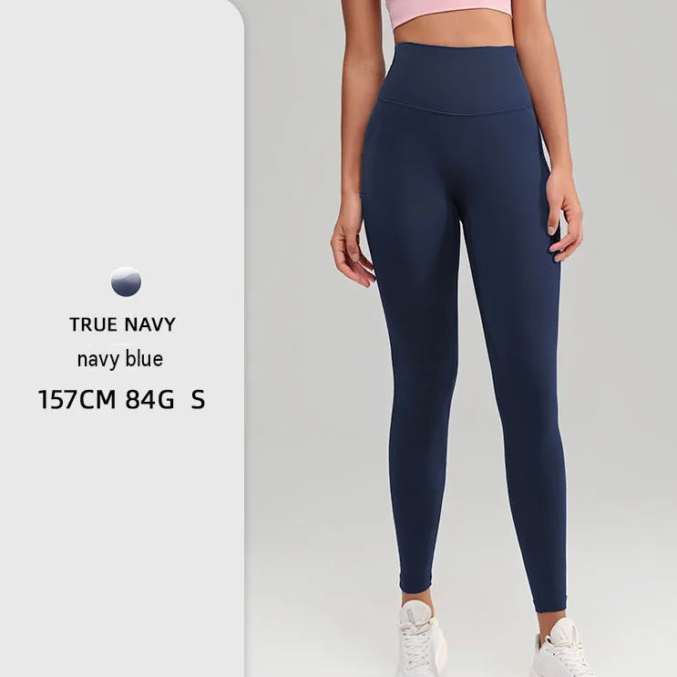 Naked Feel High-Waist Yoga Leggings Pocket Peach Hip Lift