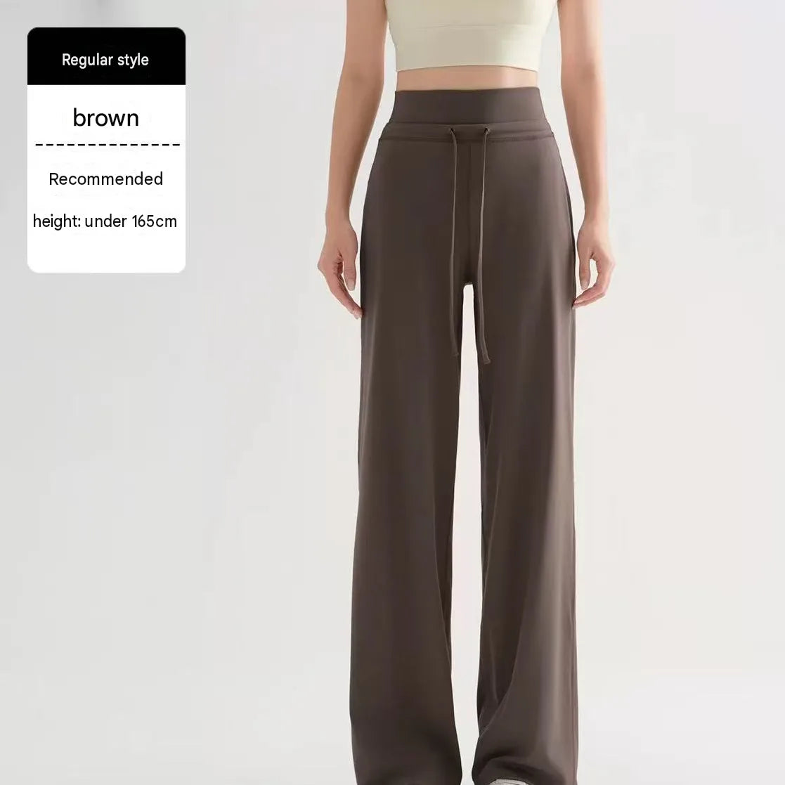 Nylon Spandex High-Waist Wide-Leg Yoga Pants Drawstring