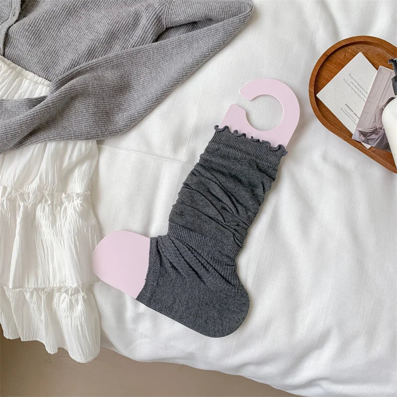 Ballet Style Ruffled Leg Warmers Footless Socks - Scrunch Leg Covers