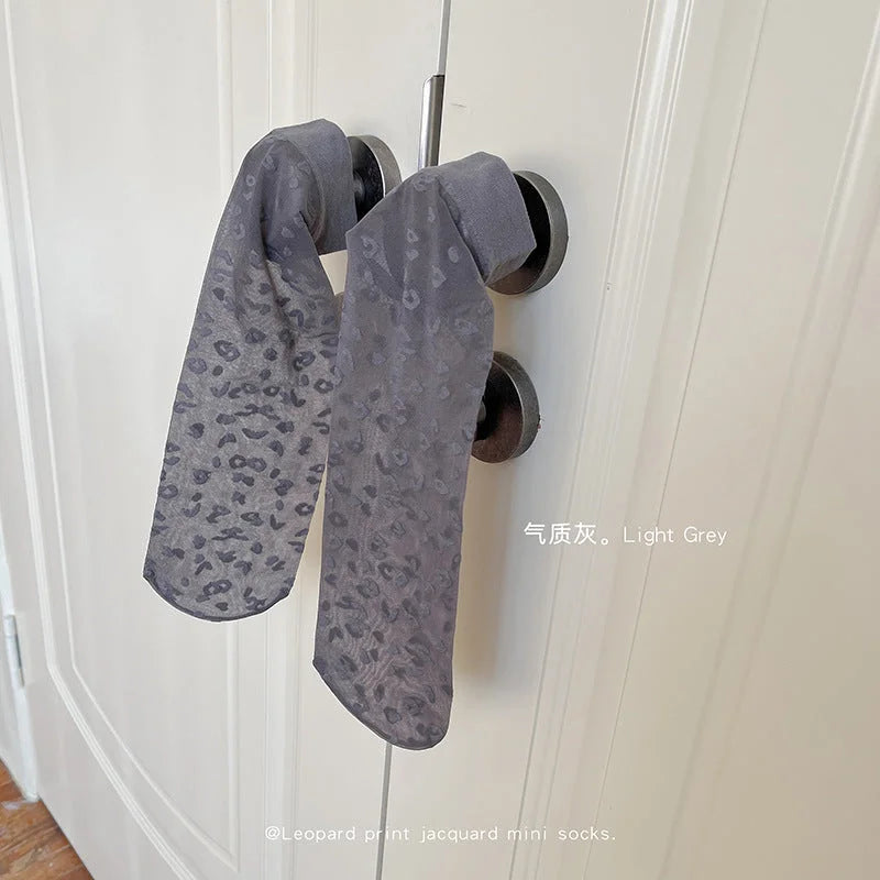 Sheer Leopard Print Ankle Socks for Women - Thin Breathable Boat Socks