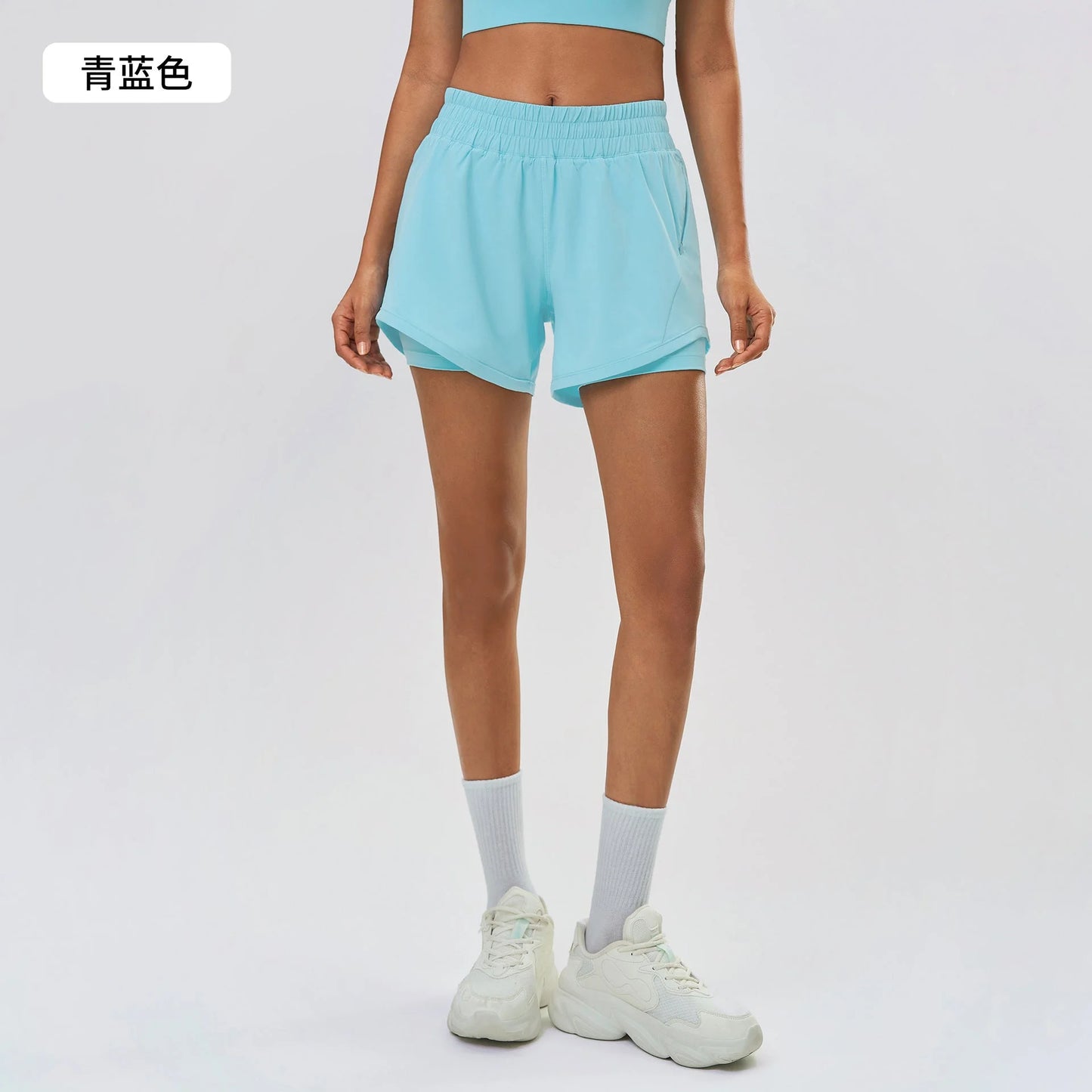 Lightweight Quick-Dry Double-Layer Active Shorts with Adjustable Drawstring Waist