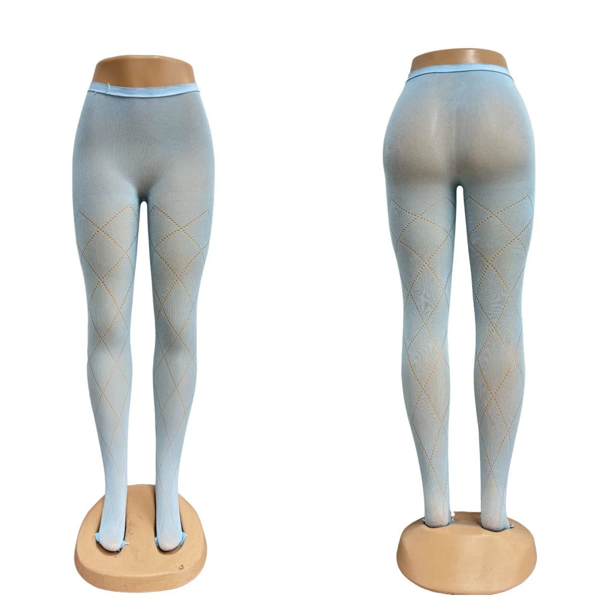 Grey Diamond Pattern Tights - Slimming High Elastic Pantyhose