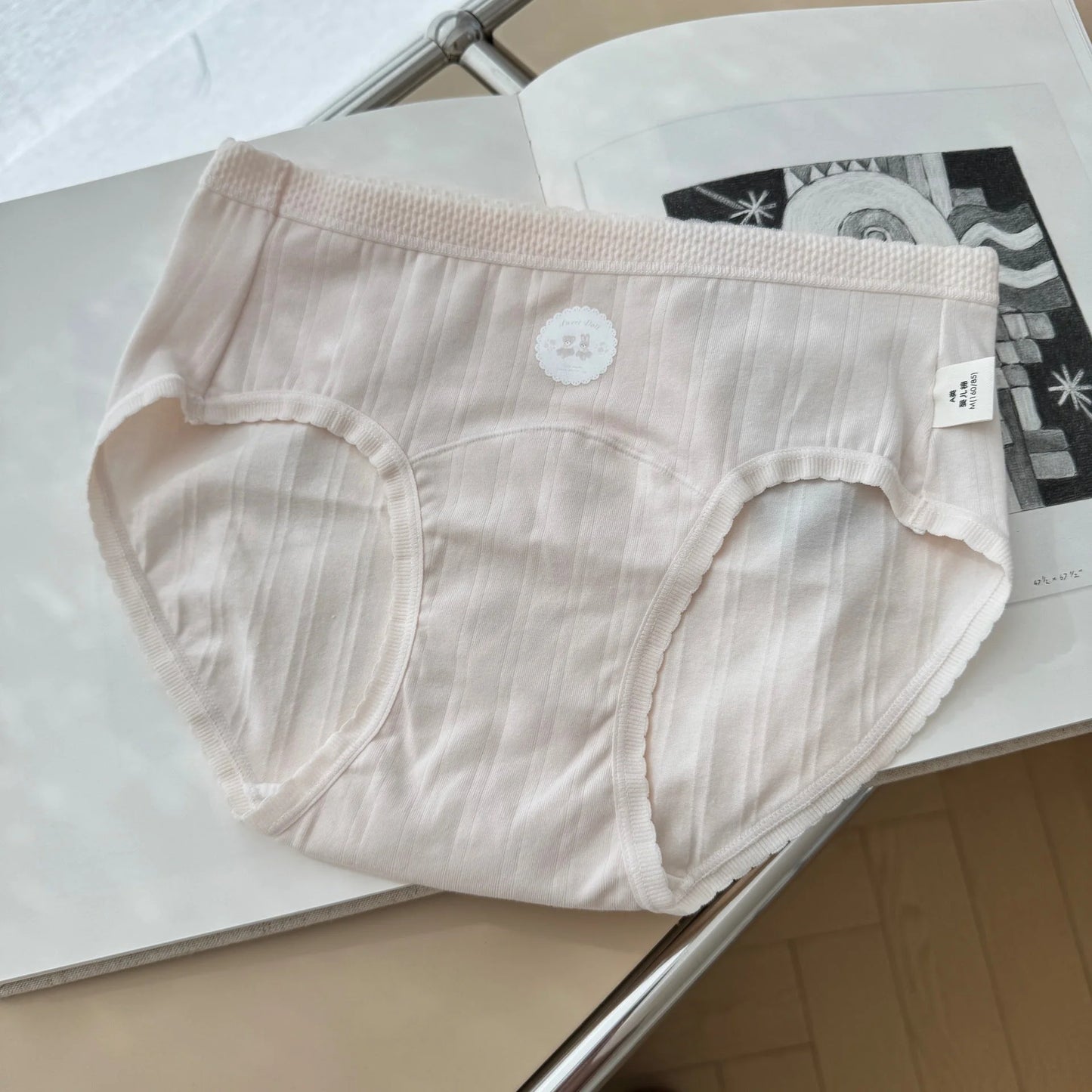 Women's Cotton Mid-Waist Panties with Extended Gusset