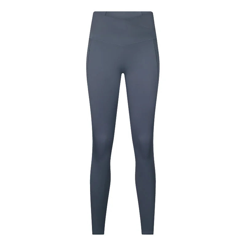 Cross-waist high-waisted seamless no-line high-stretch butt-lifting nine-quarter yoga leggings