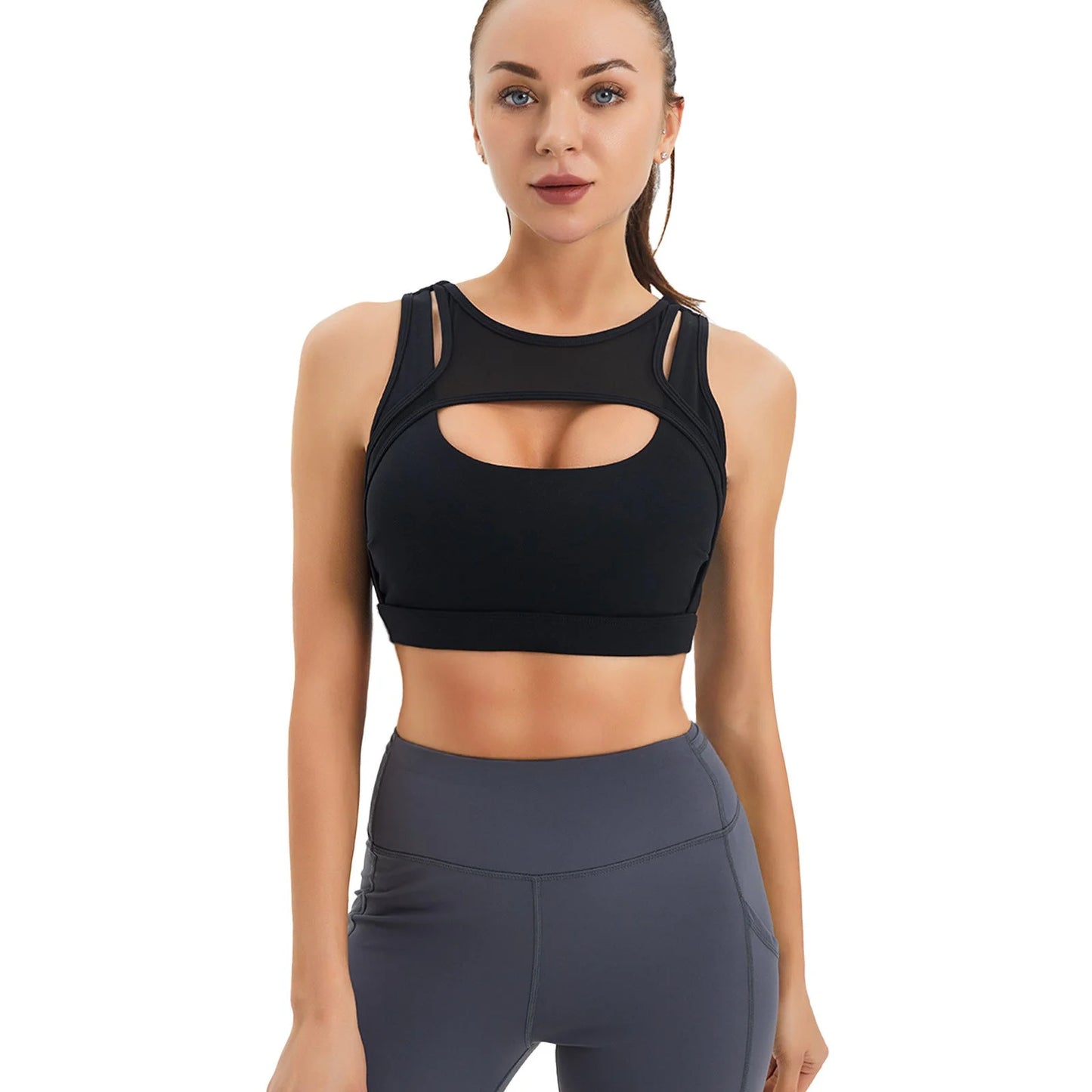 High-Support Cut-Out Sports Bra with Removable Pads