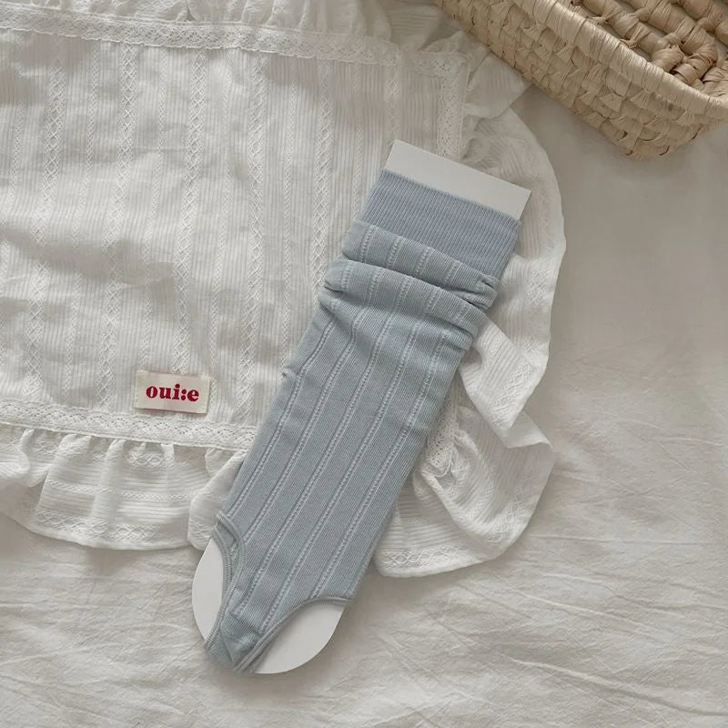Ballet Ruched Mid-Calf Socks with Ruffle Trim for Sandals