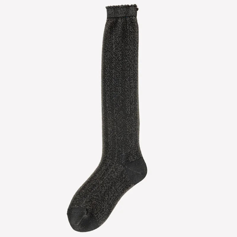 Shiny Metallic Sheer Knee High Socks Women Breathable Summer Stockings