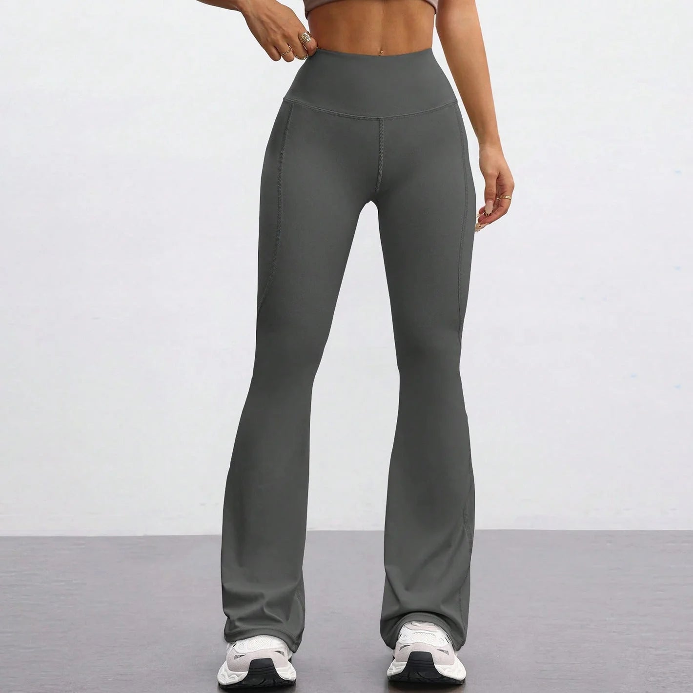 High Waisted Flared Yoga Pants Butt Lifting Naked Feel Stretch Quick Dry