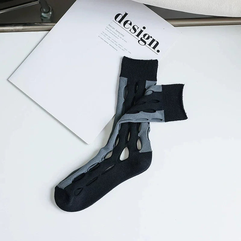 Sheer Mesh Polka Dot Mid Calf Socks Women Breathable Fashion