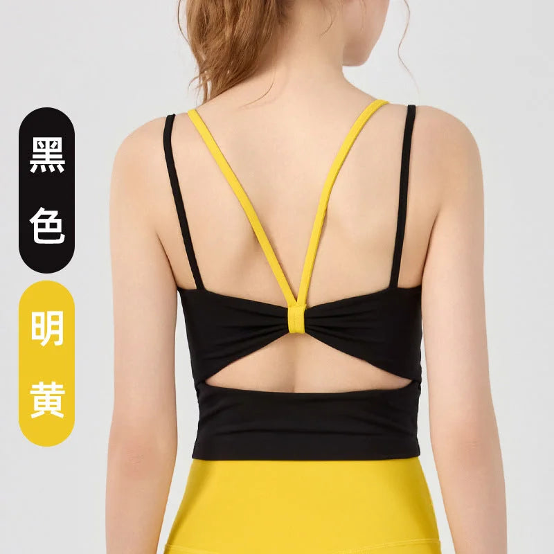 Butterfly Strappy Yoga Camisole with Fixed Bra Pads