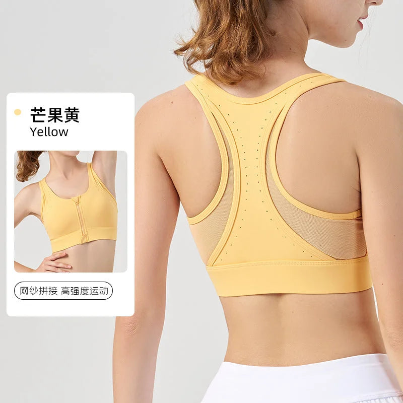 Front-Zip High-Support Yoga Bra - Lightweight Antimicrobial Fitness Top
