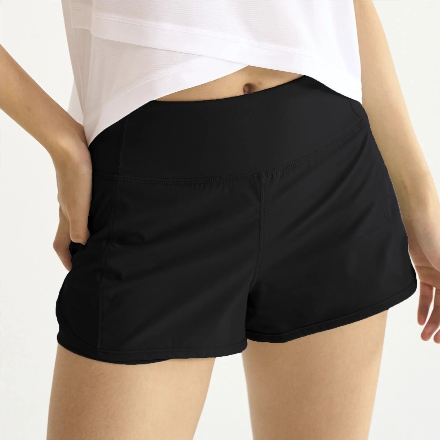 High-waisted active shorts women summer breathable no-see-through running pants