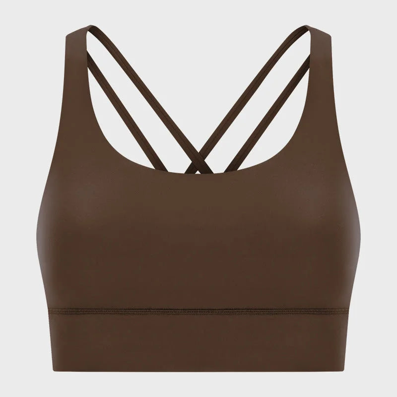 Crossback Sports Bra Matte Texture Wireless Support