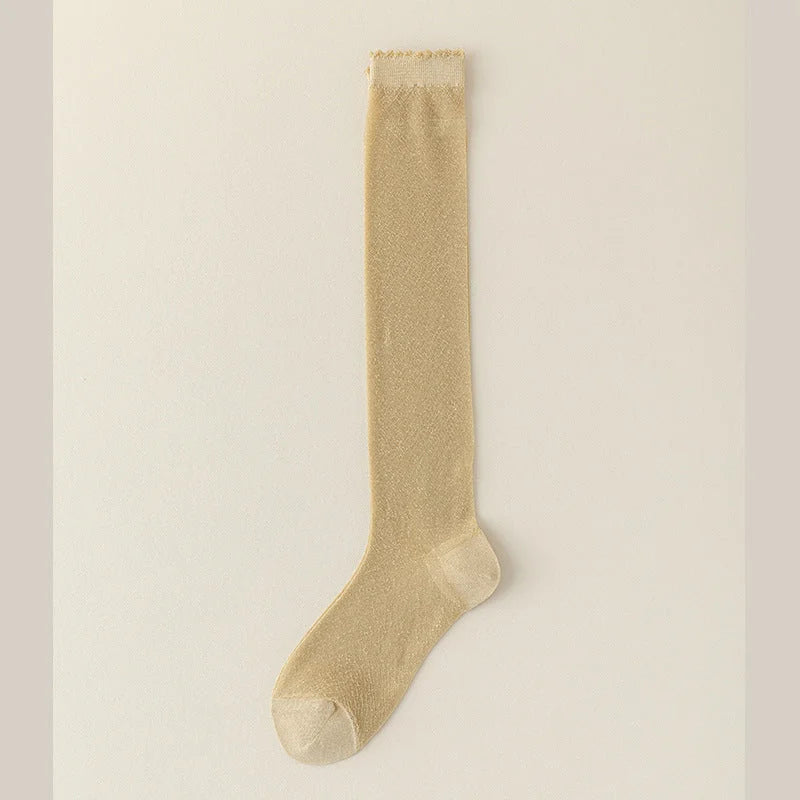 Sheer Knee High Socks with Lace Trim - Thin Summer Fashion Stockings