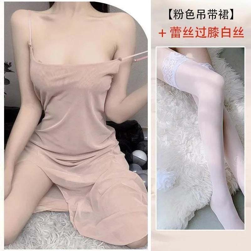 Sheer Slit Open Back Cami Mini Dress - Sensual Nightwear for Lingerie Lovers