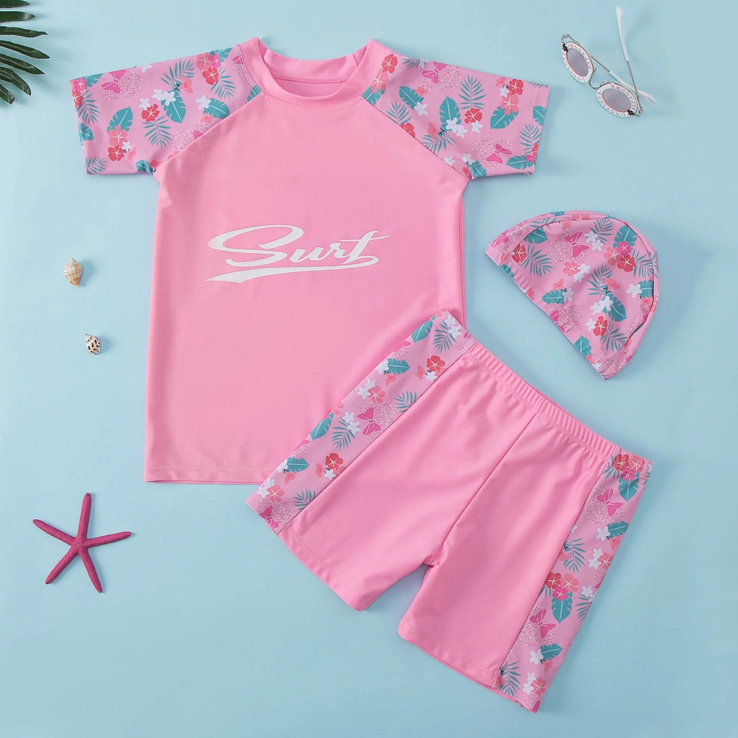 Boys Quick-Dry Rash Guard Swimwear with Sun Protection