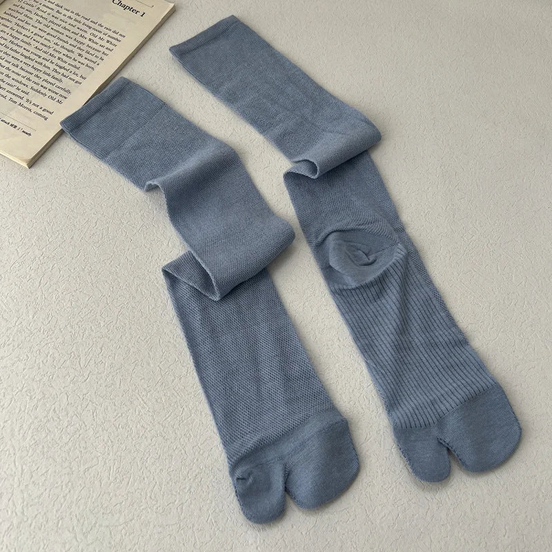 Tabi Split Toe Socks Women - Sheer Mesh Calf High Summer Socks