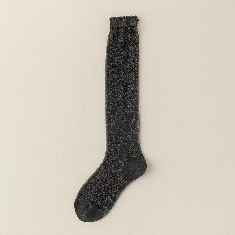 Sheer Knee High Stockings - Glossy Thin Summer Socks