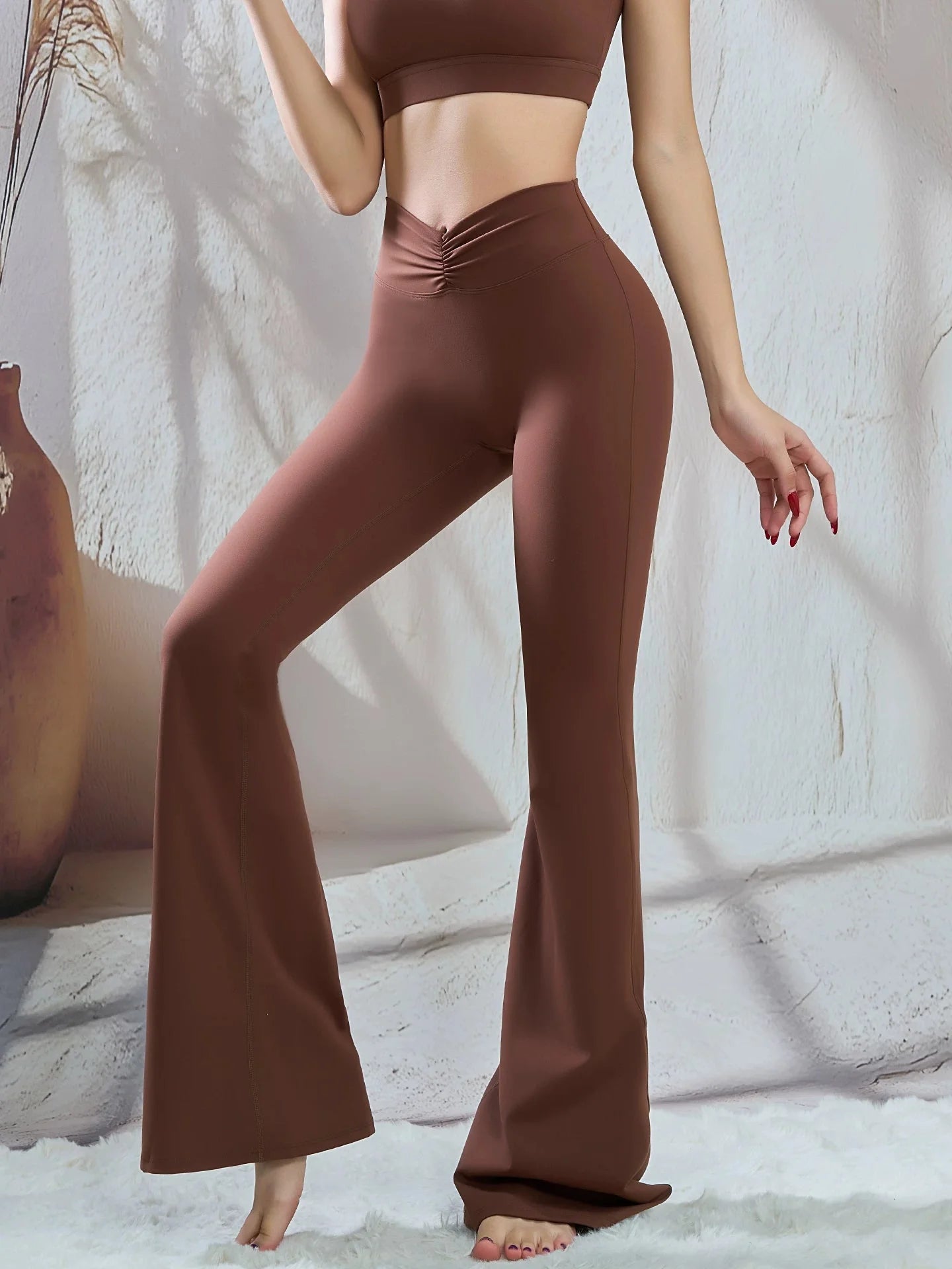 High Waisted Flare Leggings with Tummy Control and Peach Butt Lift