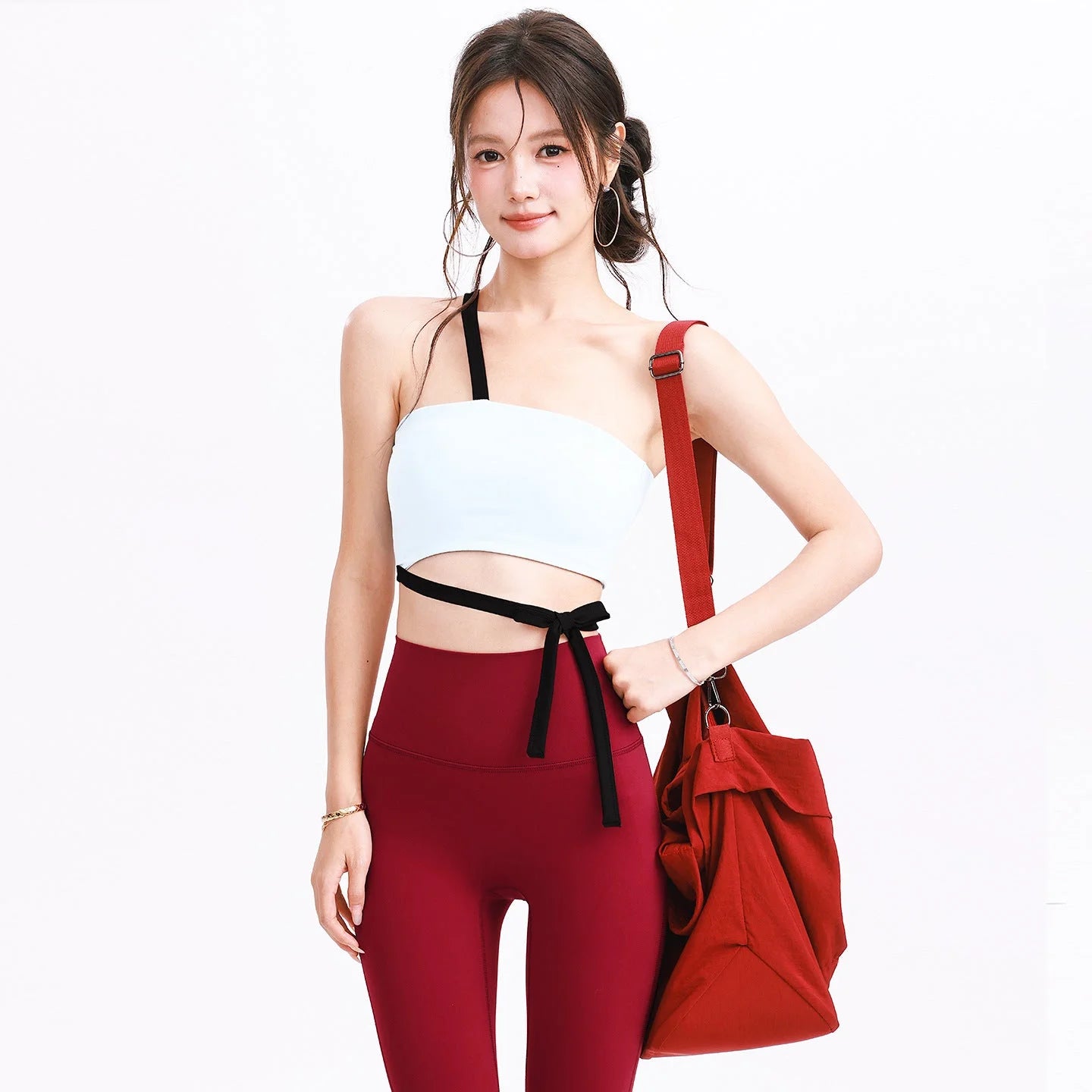 Design Strap Sports Bra & High-Waist Leggings Set - Padded Athletic Lingerie