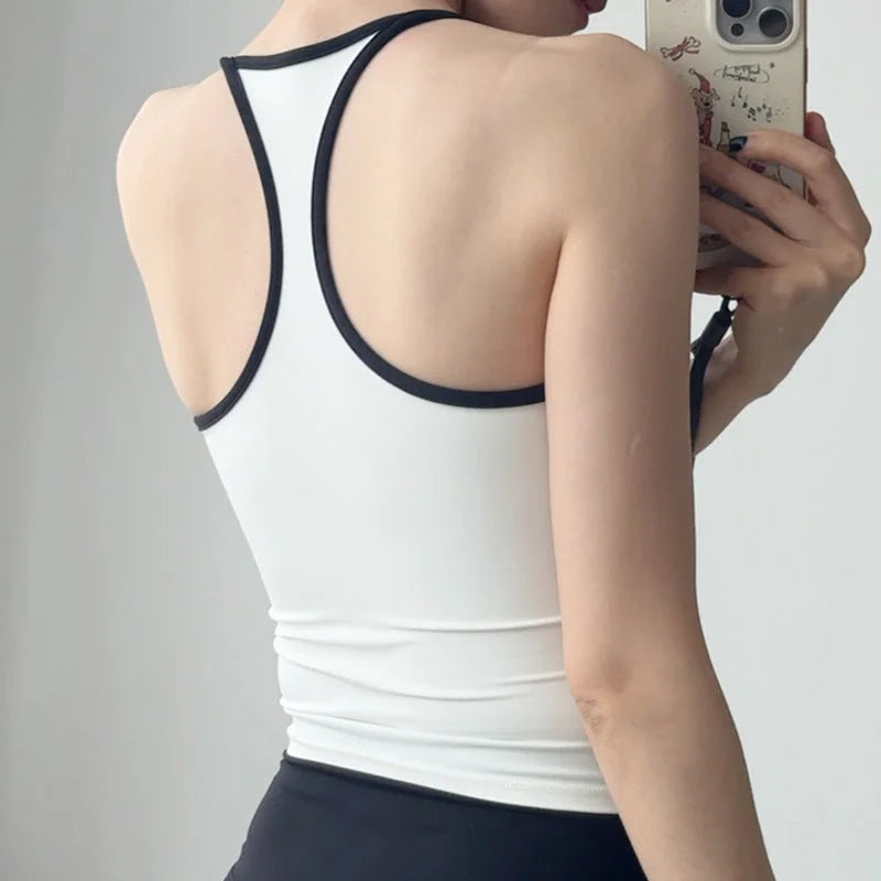 Korean Style Fitness Yoga Vest with Built-in Bra and Shockproof Padding