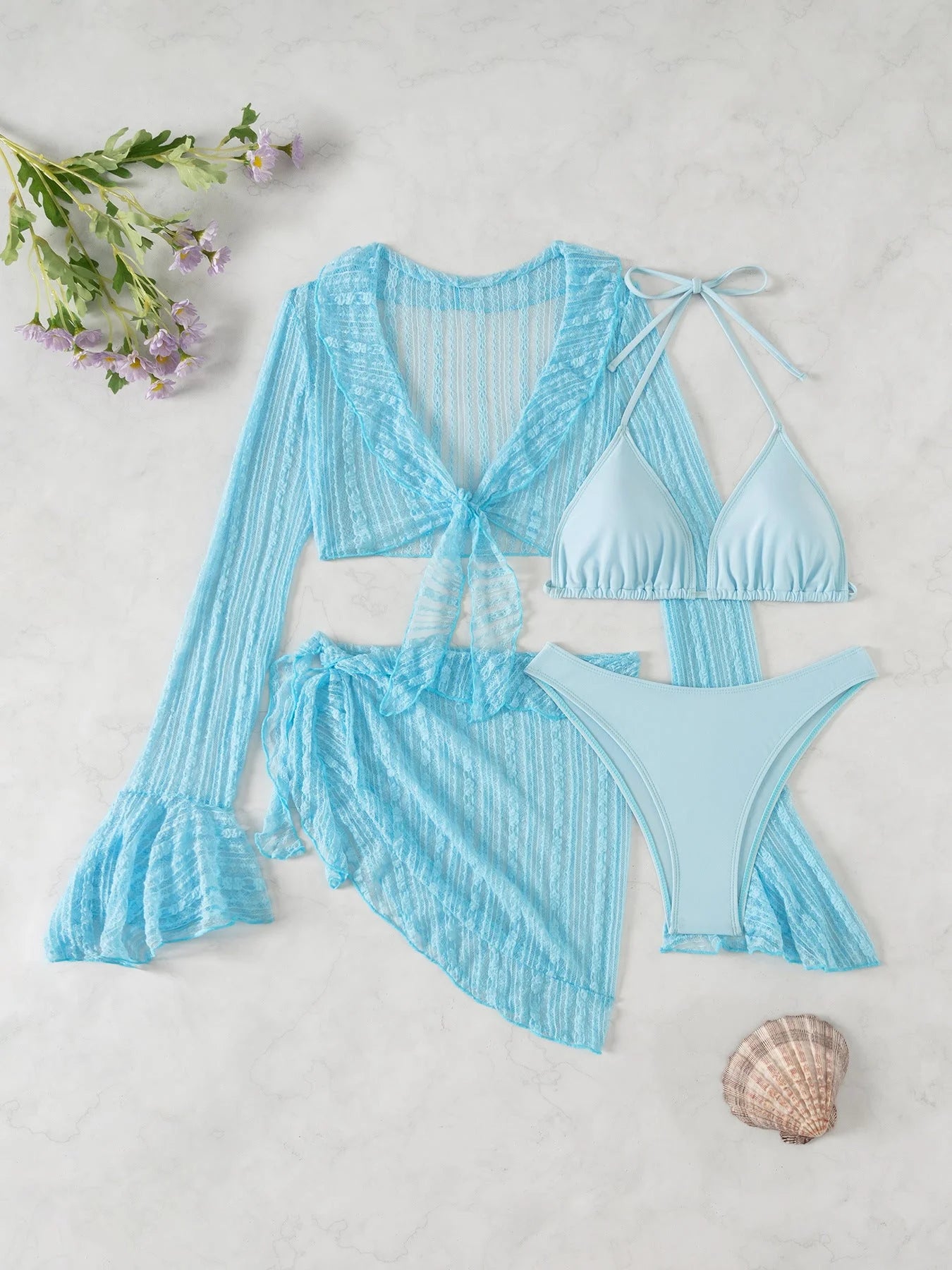 Mesh Wrap Bikini Set