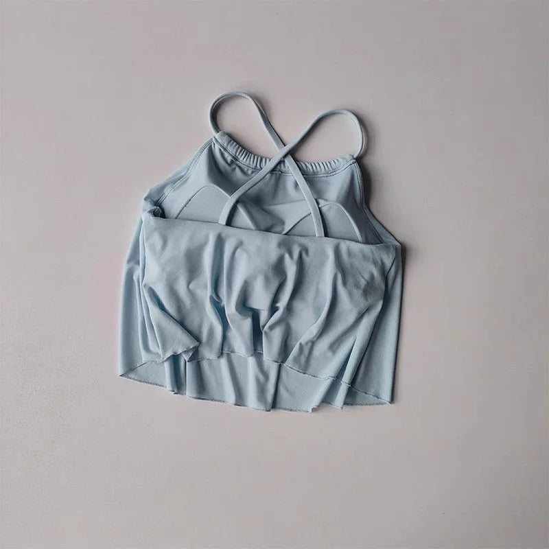 Mesh Yoga Tank Top with Built-in Bra - Stretch Activewear Vest