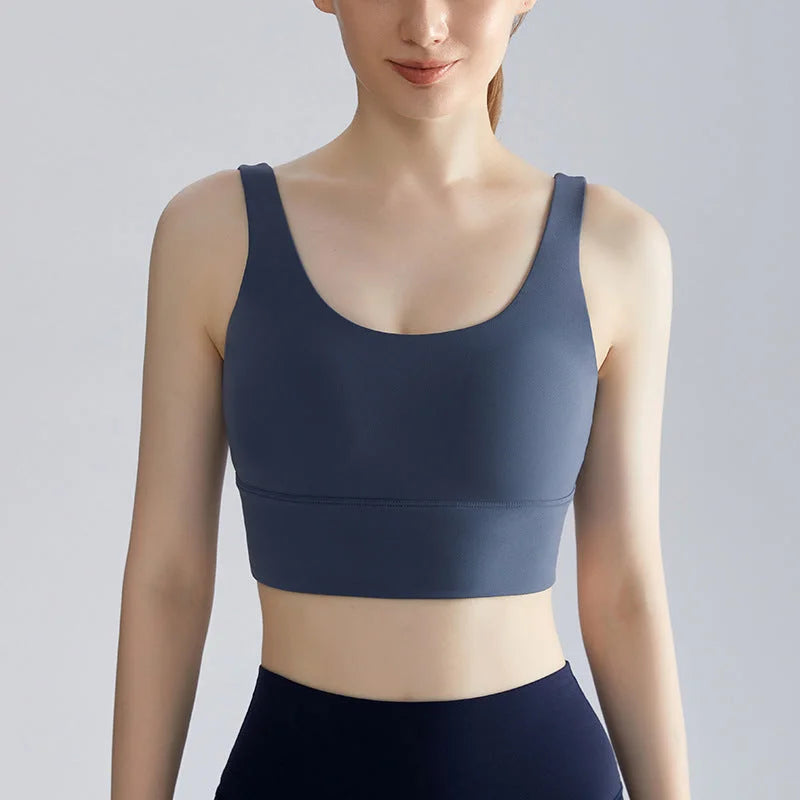 U-Back Fixed Cup Sports Bra - Seamless Support for Running Yoga & Fitness