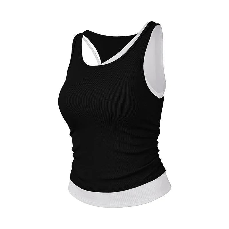 Asymmetric Layered Outdoor Sports Vest High Elasticity Yoga Tank
