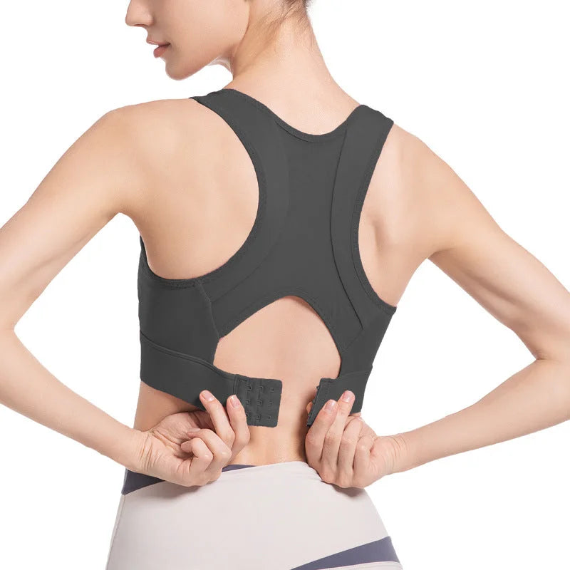 Rose Mesh Backless Sports Bra - Low Impact Support Bra for Yoga Running Fitness